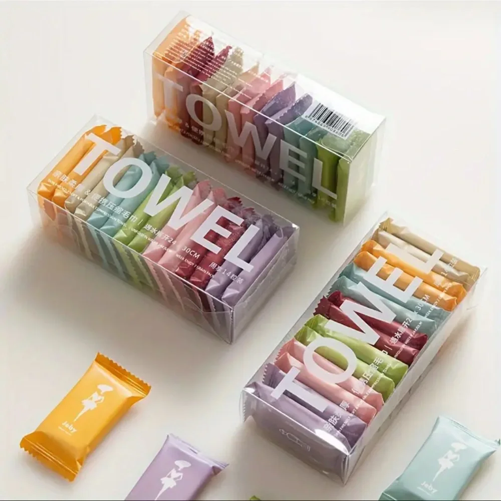 Traveling Mini Towel Set Colorful Portable Disposable Bundle of 3 Boxes